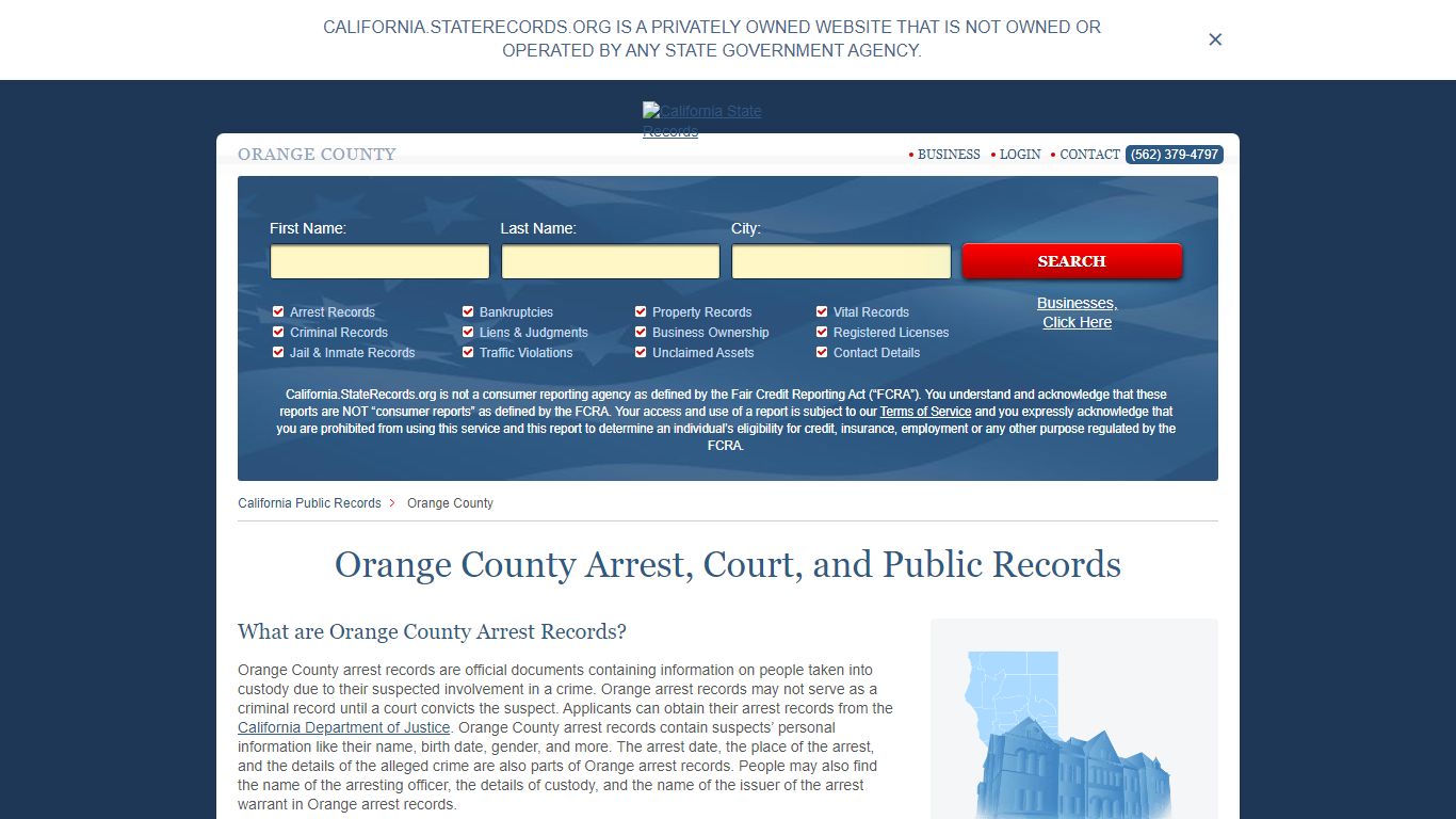 Orange County Arrest, Court, and Public Records