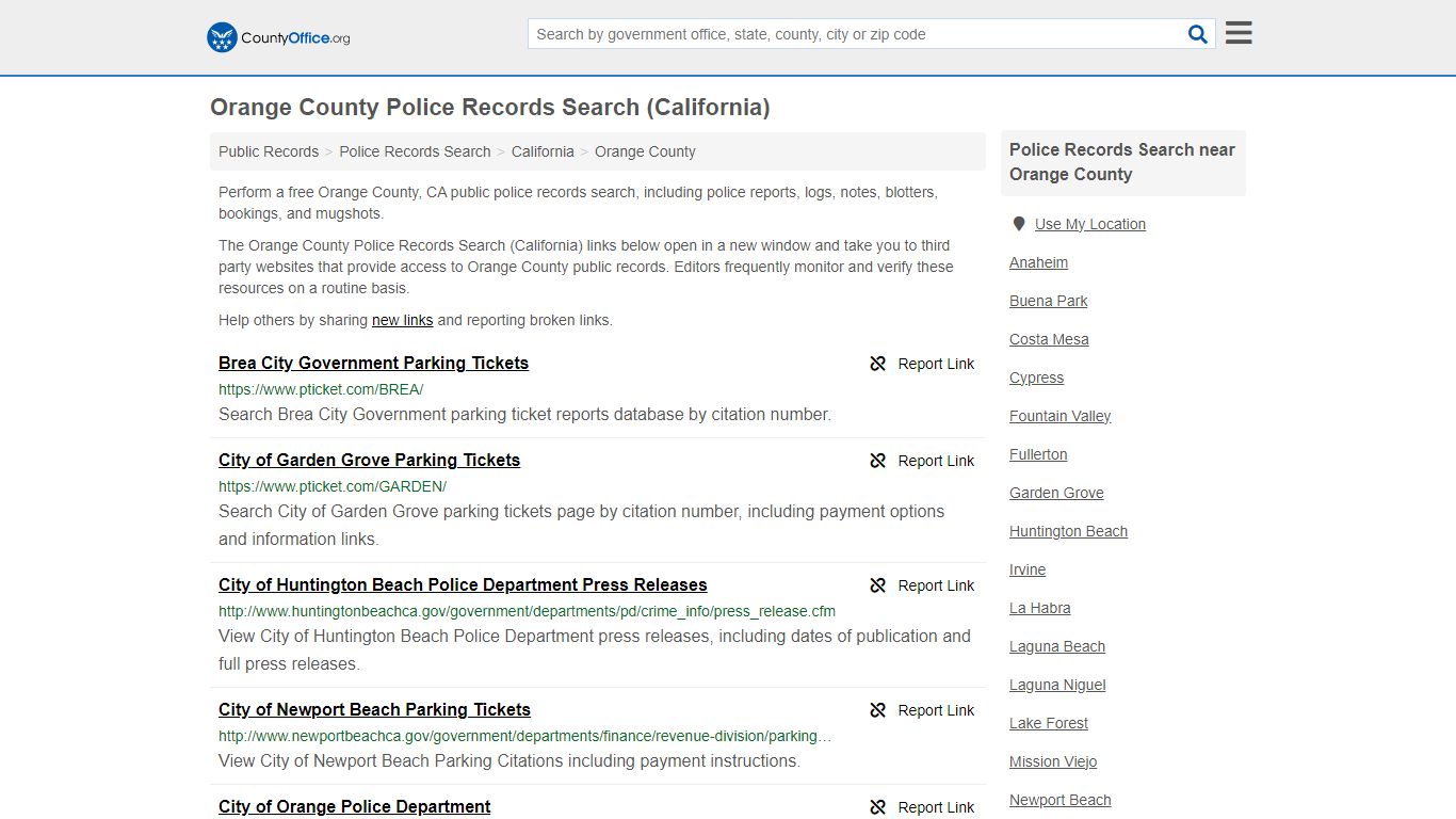 Police Records Search - Orange County, CA (Accidents & Arrest Records)